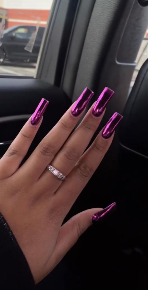 Hair And Nails Aesthetic, Chrome Toe Nails, Ny Nails, Short Square Acrylic Nails, Long Acrylic Nails Coffin, Acrylic Nails Coffin Pink, Unique Acrylic Nails, Long Square Acrylic Nails, Clothes And Shoes