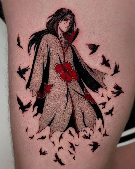 Itachi tattoo done by © Tattooist Monday. Itachi Tattoo, Samurai Tattoo Sleeve, Lightning Photos, Realistic Tattoo Sleeve, Tattoo Filler, Naruto Tattoo, Naruto Drawings, Samurai Tattoo, Anime Tattoos