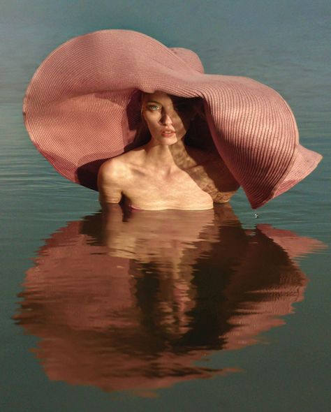 Nicholas Fols (@nicholas.fols) • Instagram photos and videos Oversized Hat, Girl In Water, Fashion Themes, Big Hat, Model Aesthetic, Pink Beach, Water Lily, Photography Inspo, Creative Photography