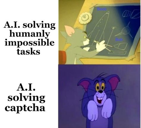 Tom Jerry meme cartoon AI artificial intelligence captcha computer software science Computer Science Humor, Advanced Placement (ap) Program, Tom And Jerry Memes, Programmable Logic Controllers, Physics Humor, Welcome Home Posters, News Memes, Computer Humor, Programmer Humor