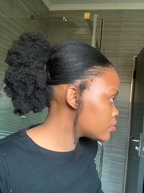 Sleek Back Hairstyle, Hairstyle For Natural Hair, Low Puff, 4c Natural Hair Care, Back Hairstyle, Natural Hair Ponytail, Hair Like Wool, Natural Hair Puff, High Puff