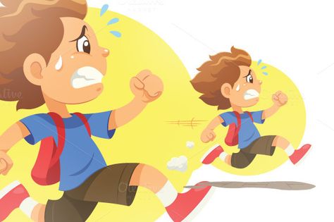 Kids Running Illustration, Run Illustration, Habits Book, Character Anatomy, Teachers Illustration, Running Illustration, School Graphics, Late For School, School Vector