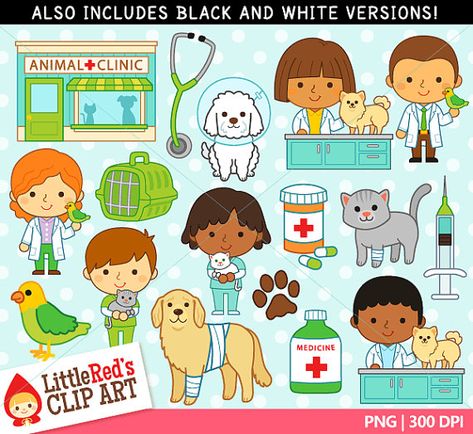 Vet Veterinarian Clipart and Lineart - personal and commercial use Community Helpers Veterinarian, Veterinarian Career, Helper Jobs, Animal Clinic, National Cat Day, Pet Clinic, Community Helpers, Wallpapers Iphone, Dramatic Play