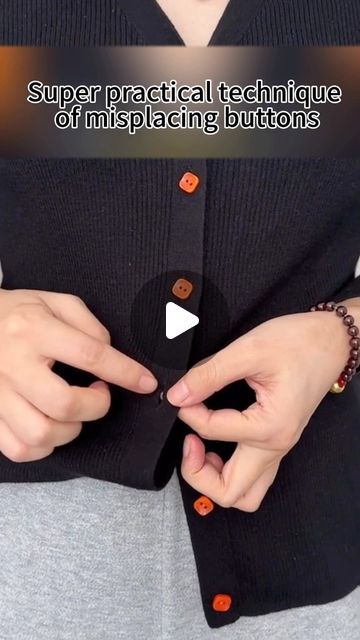 Buttoning Cardigan Hack, Shorten Sweater Length, Sweater Hacks Button Up, Button Sweater Hack, Sweater Button Hack, How To Button Cardigan Shorter, Ways To Button A Shirt, Sweater Over Button Up, Button Sweater Outfit