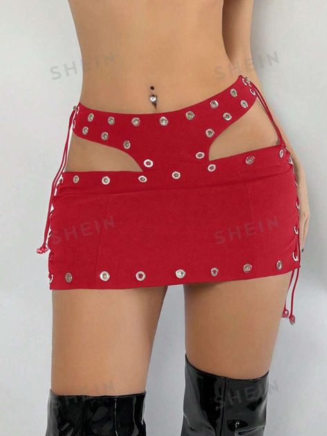 Red Lace Skirt, Denim Diy Clothes, Mini Rock, Rok Mini, Bodycon Mini Skirt, Shein Icon, Ring Der O, Women Skirts, Futuristic Fashion