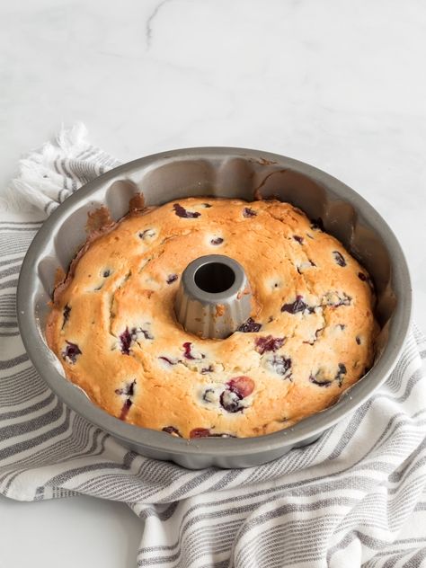 Blueberry Sour Cream Coffee Cake - Midwest Life and Style Blog Blueberry Sour Cream Cake, Blueberry Sour Cream Coffee Cake, Bundt Pan Recipes, Blueberry Rhubarb, Blueberry Bundt Cake, Blueberry Coffee Cake, Sour Cream Coffee Cake, Breakfast Ingredients, Sour Cream Cake