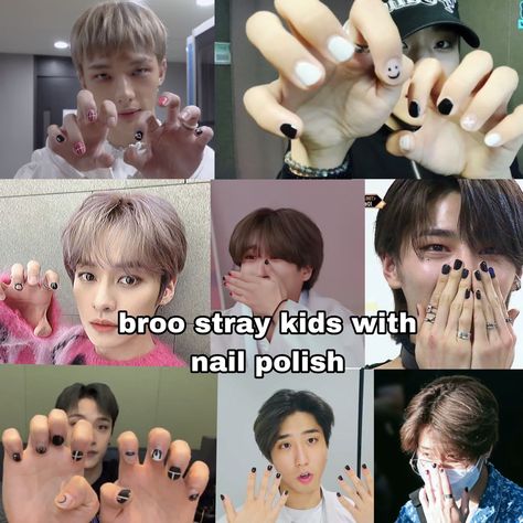 Skz Nails Idea Easy, S Class Nails Skz, Skz Nails Idea 5 Star, Han Jisung Nail Polish, Skz Nails 5 Star, K Pop Idols Nail, Hans Nails Skz, Skz Nail Ideas, Maxident Nails Skz