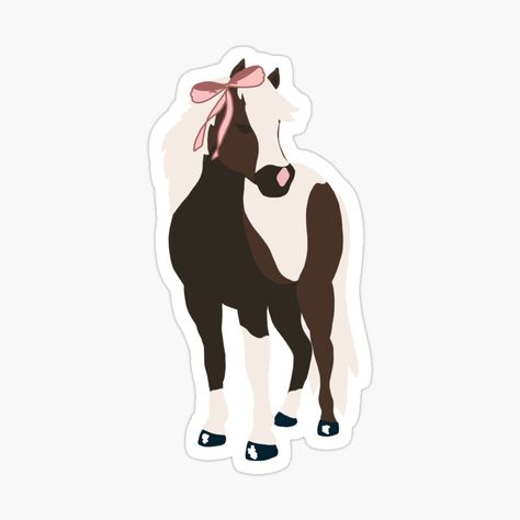 Get my art printed on awesome products. Support me at Redbubble #RBandME: https://www.redbubble.com/i/sticker/Coquette-Paint-Horse-with-Bow-by-DesignByRoseCo/160821583.JCQM3?asc=u Equestrian Stickers, Horse Girl Aesthetic, Bow Sticker, Paint Horse, Decorate Notebook, Coloring Stickers, Horse Girl, Horse Painting, Aesthetic Stickers