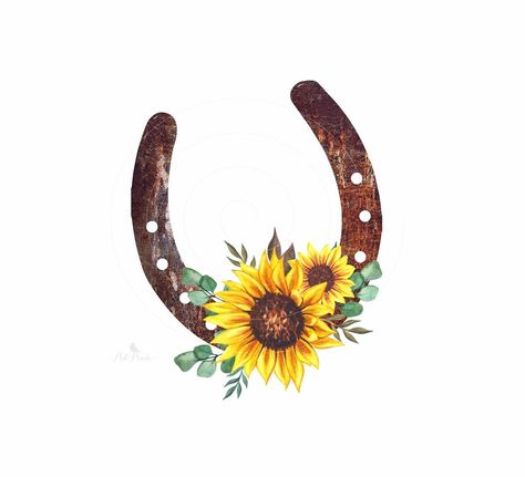 Horses And Sunflowers, Wildflower Farm, Horse Shoe Tattoo, Bumble Bee Tattoo, Store Branding, Cross Pictures, Western Artwork, Horse Western, Horseshoe Decor