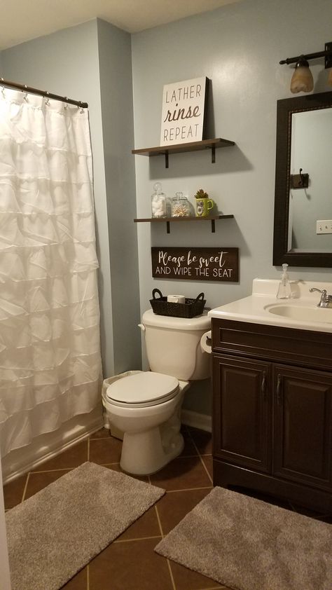 Brown And Gray Bathroom, Bathroom Decor Themes, Decor Themes, Grey Bathrooms, Bathroom Ideas, Small Bathroom, Bathrooms Remodel, Brown And Grey, Bathroom Decor