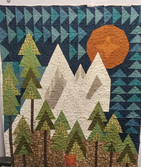 The Mountains Are Calling Quilt Kit - 965103 Mountain Quilt Block, Camp Quilt, Mountain Quilt Pattern, Mountain Quilt, Storybook Nursery, Camping Quilt, Collage Quilts, Forest Quilt, Mountain Quilts