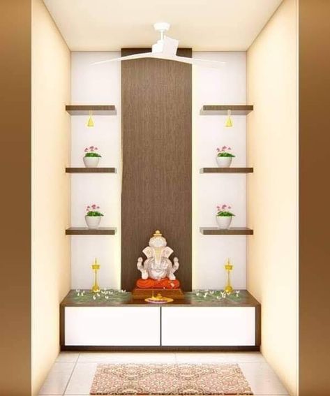 Simple Pooja Room Door Design Indian, Puja Room Design Indian, Pooja Units, Tv Shelf Design, Dressing Mirrors, Modern Dressing Table Designs, Puja Decor, Wardrobe Laminate Design, Puja Mandir