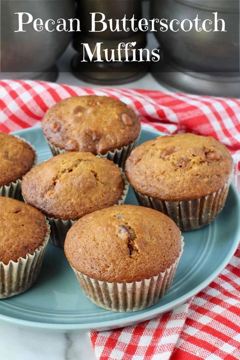 Butterscotch Muffins with Toasted Pecans Butterscotch Muffins, Pear Muffins, Raisin Muffins, Pecan Muffins, Mini Pecan Pies, Cranberry Orange Muffins, Pumpkin Cream Cheese Muffins, Orange Muffins, Cream Cheese Muffins