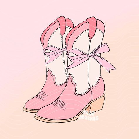 Cowgirl Boot Clipart, Coquette Cowgirl Aesthetic, Cowgirl Drawings, Cowgirl Coquette, Cowgirl Illustration, Western Illustration, Western Clipart, Coquette Cowgirl, Boots Png