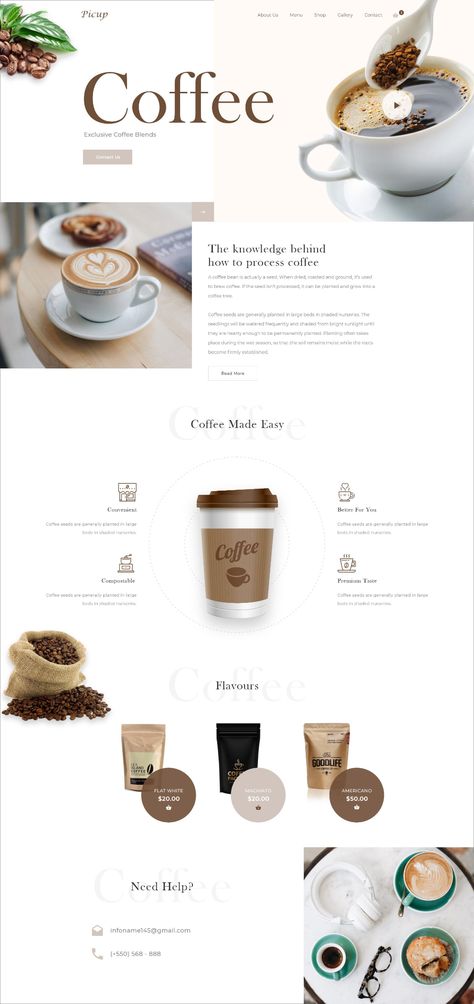 Webpage Layout Design, Webpage Design Layout Templates, Webpage Design Ideas, Cafe Website Design Layout, One Pager Website Design, One Pager Design Layout Inspiration, Cafe Website Design Inspiration, Coffee Website Design Inspiration, Minimalist Web Design Landing Page