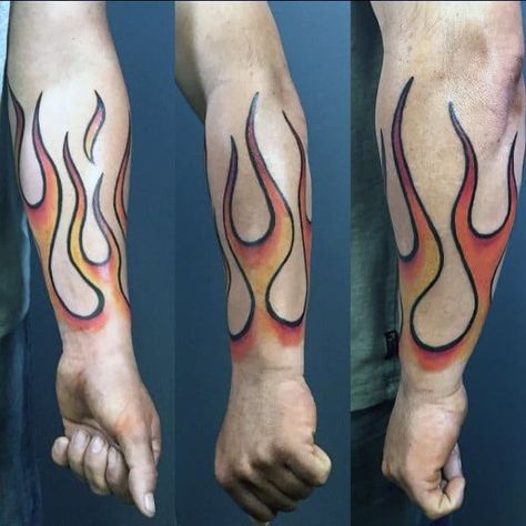 Lower Arm Tattoos, Flame Tattoo, Outer Forearm Tattoo, Flame Tattoos, Wrist Tattoos For Guys, Tattoo Inspiration Men, Forearm Tattoo Design, Upper Arm Tattoos, Bicep Tattoo