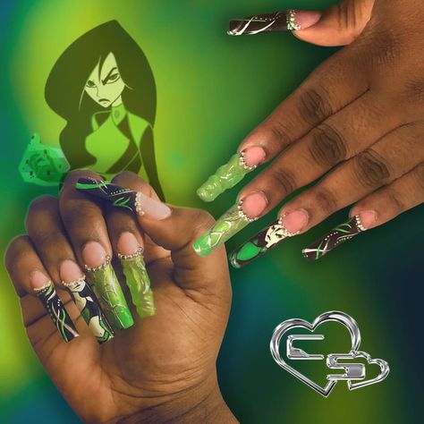 Shego Nails, Hello Kitty Birthday Party, Y2k Nails, Hello Kitty Birthday, Nail Tech, Gel Polish, Press On Nails, Nail Inspo, Hello Kitty