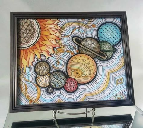 Penmark Patterns | Penmark Patterns Zentangle Solar System by Katie Butler. Space Coloring Pages For Adults, Space Zentangle, Coloring Pages Space, Zentangle Color, Patterns Zentangle, Draw Zentangle, Easy Zentangle Patterns, Easy Zentangle, Space Coloring Pages