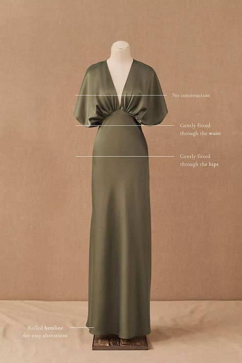 BHLDN Leila Satin Charmeuse Dress | Anthropologie Bhldn Leila Satin, Satin Sleeve Dress, Satin Dress Inspiration, Elegant Maxi Dress With Sleeves, Satin Dresses With Sleeves, Satin Gown With Sleeves, Satin Casual Dress, Satin Dress Design, Satin Dress Ideas