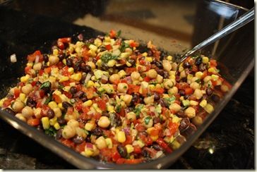 black bean, chickpea and corn salad Southern Caviar, Pear Relish, Trash Bash, Caviar Recipes, Black Eyed Pea, Cowboy Caviar, Salad Dishes, Green Pepper, Green Olives