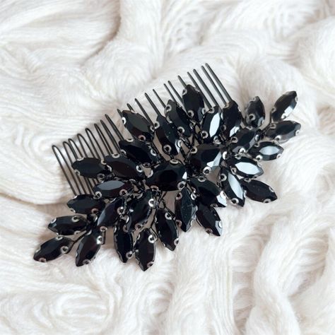 Add a touch of timeless glamour to your hairstyle with our exquisite Crystal Hair Comb. Featuring an array of sparkling crystals intricately arranged in an elegant design, this comb is perfect for weddings, formal events, or any occasion that calls for a little extra sparkle. Crafted to slide effortlessly into any hairstyle, this comb ensures a secure fit while adding a sophisticated, radiant touch to updos, half-up styles, or flowing locks. Whether you're looking to elevate your bridal look or simply add a touch of brilliance to your ensemble, this crystal hair comb is the perfect accessory for creating a polished, glamorous finish. Black Hair Comb, Timeless Glamour, Crystal Hair Comb, Pearl Accessories, Black Bridal, Crystal Hair, Hair Combs, Your Hairstyle, Bridal Look