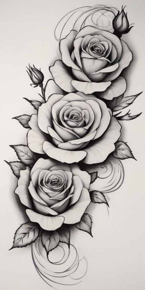 ROSES TATTOO DESIGN A La Folie Tattoo, Fineline Rose Tattoo Design, Roses Tattoo Stencil, Red Rose Tattoo Design, Red Roses Tattoo, Rose Chest Tattoo, Rose Tattoo Stencil, Rosen Tattoo Frau, Rose And Butterfly Tattoo