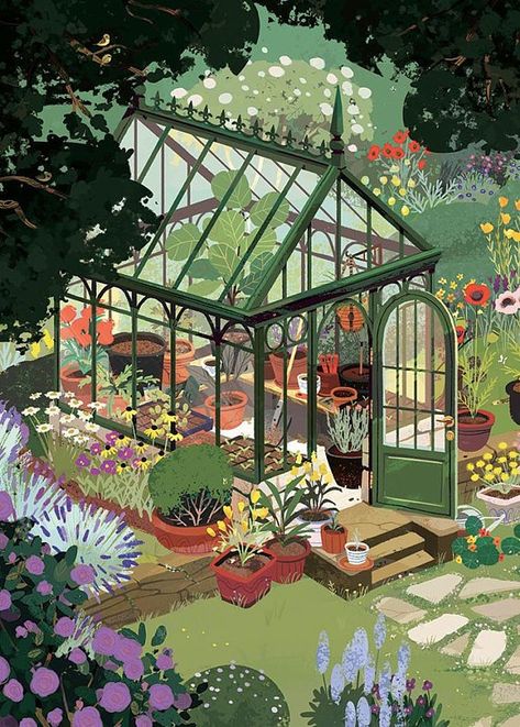 Kim Smith, Figurative Kunst, Garden Illustration, Animal Illustrations, The Secret Garden, Grey Art, Arte Inspo, Garden Print, Art Et Illustration