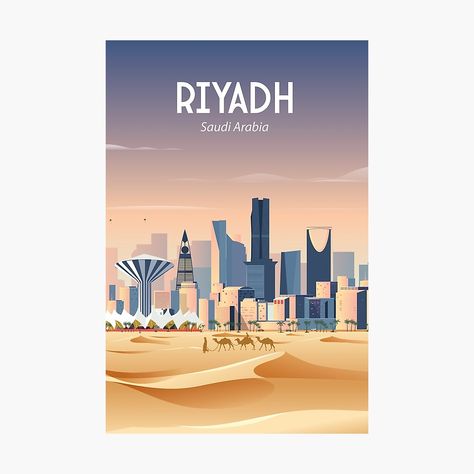 Get my art printed on awesome products. Support me at Redbubble #RBandME: https://www.redbubble.com/i/photographic-print/Saudi-Arabia-Riyadh-travel-poster-by-Caravanstudio/156112219.6Q0TX?asc=u Riyadh Illustration, Saudi Arabia Illustration, Riyadh Saudi Arabia, Saudi Arabia Culture, City Postcard, Freddy Mercury, Riyadh, Postcard Design, Saudi Arabia