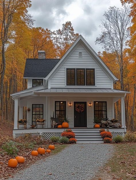 Cozy Cottage Life Fall Cottage House Exterior, Angie Bellemare House, Luxury Homesteading, Angie Bellemare, Fisherman's Cottage, Luxury Outdoor Spaces, Cottage House Exterior, Farm Homes, Nice Houses