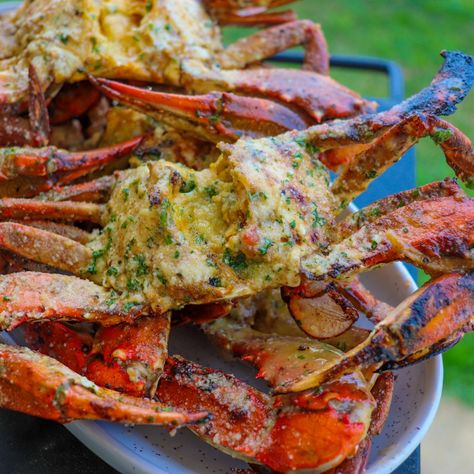 The Best Blue Crabs On The Grill Crab Sauce Recipe, Blue Crab Recipes, Crawfish Dishes, Grilled Crab, Crab Stuffed Salmon, White Bean Recipes, Stuffed Salmon, Stuffing Ingredients, Blue Crabs