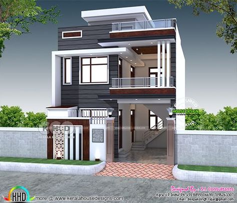 2200 sq-ft 4 bedroom India house plan modern style House Plans Indian Style, Modern Contemporary House Plans, 3 Storey House Design, India House, Indian House Plans, House Outer Design, Small House Front Design, Best Modern House Design, Small House Design Exterior