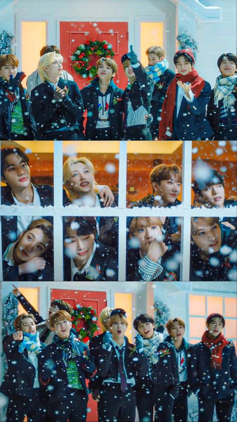 Skz Wallpaper Christmas, Stray Kids Wallpaper Christmas, Straykids Christmas Wallpaper, Changbin Christmas, Bangchan Christmas, Stray Kids Christmas Wallpaper, Skz Christmas Wallpaper, Christmas Stray Kids, Straykids Christmas