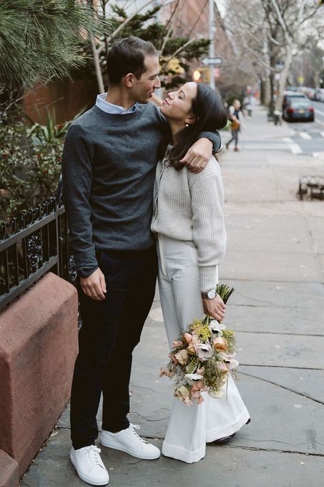 Low Key Wedding Ideas, Court Wedding Outfit, Casual Groom Outfit, Casual Wedding Outfit, City Hall Wedding Dress, City Hall Wedding Photos, Casual Bride, Low Key Wedding, Casual Grooms