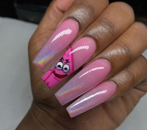 Goddess Nails, Pretty Nail Colors, Super Cute Nails, Patrick Star, Star Nails, Nails Long, Unique Nails, Nails Toes, Nail Nail