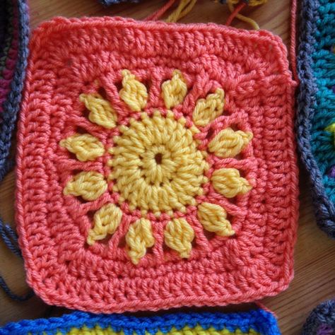 Sun Crochet Square | I LOVE this pattern! Here is the link t… | Flickr X Granny Square Pattern, Fun Granny Square Pattern Free, Sun Flower Granny Square Free Pattern, Granny Square With Two Colors, Cool Granny Square Patterns Free, Crochet Crescent Moon Granny Square, Creative Crochet Blankets, Crochet Sun Square Pattern, Crochet Sun Motif