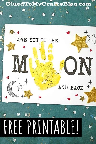 Handprint Love You To The Moon & Back Keepsake Craft - Glued To My Crafts Mothers Day Crafts Preschool, Grandparents Day Crafts, Keepsake Ideas, Keepsake Crafts, Moon Crafts, Mother's Day Craft, Footprint Crafts, Mothers Day Crafts For Kids, Handprint Craft