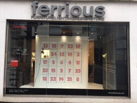 Christmas 2016 Window Display - a giant advent calendar with daily reveals Advent Calendar Window Display, Giant Advent Calendar, Advent Calendar Window, Giant Christmas Wreath, Food Retail, Christmas Window Display, Retail Windows, Window Ideas, Christmas Advent Calendar