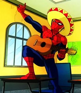 Spanglish man. El brotes web y escaladas. Funny Mexican Pictures, Punk Rock Posters, Spiderman Gifts, Spiderman Cartoon, Ultimate Spiderman, Rock Posters, Amazing Spiderman, Marvel Spiderman, Playing Guitar