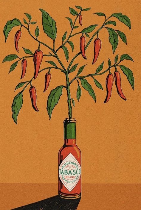 Arte Hippy, Chilli Plant, Wall Art Illustration, Plant Wall Art, Wallpaper Pastel, Arte Inspo, Chili Peppers, Art Inspiration Painting, Painting Art Projects