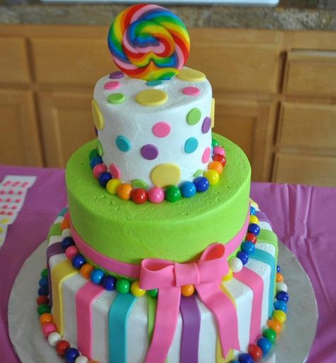 Cute Fondant Cake Ideas | Cake Decorating & Fondant Ideas / SO cute and easy Candyland Cake!! Bolo Tom E Jerry, Torte Creative, Candyland Cake, Torte Cupcake, Beautiful Birthday Cakes, Easy Cake Decorating, Cake Boss, Special Cake, Cake Designs Birthday