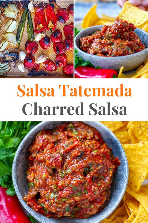 Salsa Tatemanda (Charred Roasted Salsa Recipe) Charred Salsa Recipe, Dip With Corn, Roasted Salsa Recipe, Roasted Salsa, Whole30 Vegan, Salsa Salsa, Paleo Vegetarian, Roasted Tomato Salsa, Night Dinner Recipes