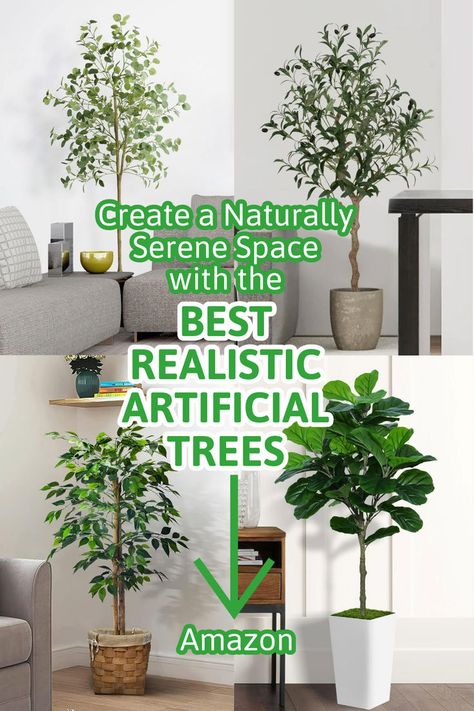 Create a naturally serene space in your home with these best realistic artificial trees! I've gathered my favorite selections in one list so it's easy for you to shop. Most of these trees are so realistic that your guests won't even know the difference! Olive tree, eucalyptus tree, fig leaf tree, ficus tree, palm tree, artificial trees, best faux trees, home decor, natural home decor ideas, faux trees for your home. Best Faux Trees, Faux Fig Tree, Fig Leaf Tree, Faux Trees, Tree Palm, Tree Artificial, Fig Leaf, Ficus Tree, Fiddle Leaf Fig Tree