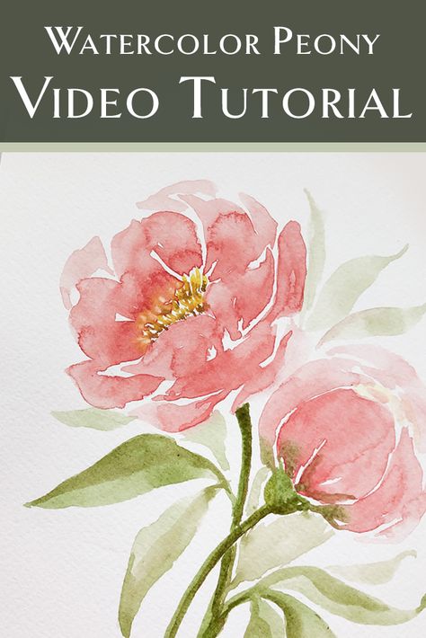 Peony Tutorial, Loose Watercolor Flowers, Watercolor Peony, Watercolor Flowers Tutorial, Watercolor Beginner, Watercolor Poppies, Watercolor Peonies, Diy Watercolor Painting, Loose Watercolor