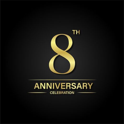 8 Anniversary, 8th Anniversary, Anniversary Celebration, Black Background, Premium Vector, Black Backgrounds, Worship, Graphic Resources, Gold Color