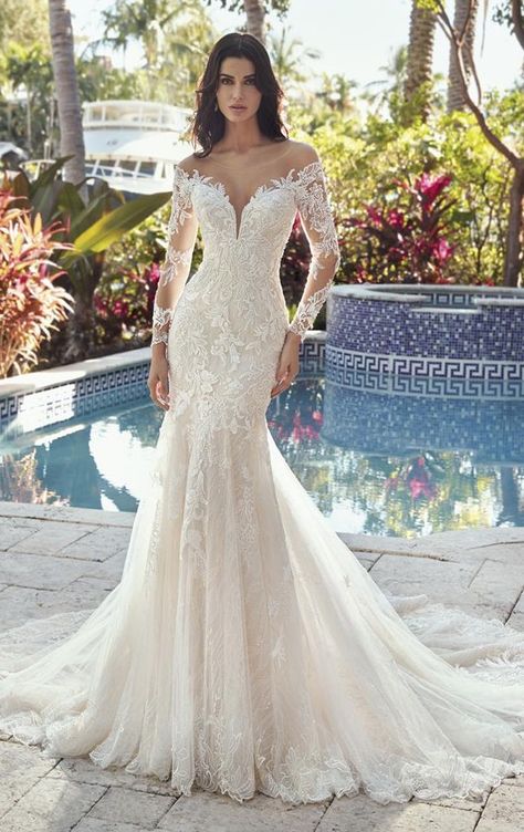 Demetrios Wedding Dress, Demetrios Bridal, Pretty Wedding Dresses, Dream Wedding Ideas Dresses, Wedding Dresses Romantic, Lace Wedding Dress, Wedding Dress Shopping, Wedding Dress Long Sleeve, Wedding Dress Styles