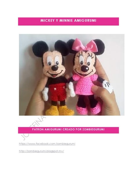 Disney Amigurumi, Crochet For Boys, Mickey Y Minnie, Crochet Animals, Handmade Crochet, Minnie Mouse, Hello Kitty, Amigurumi, Teddy Bear