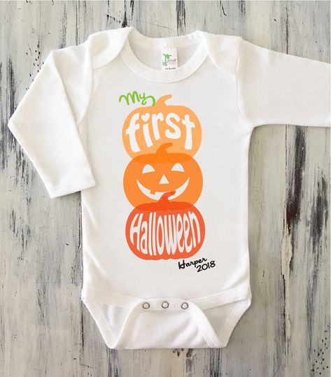 1st Halloween Pumpkin, Halloween Gown, Pumpkin Onesie, Holiday Onesies, Babys 1st Halloween, Twin Baby Gifts, Halloween Bodysuit, Newborn Halloween, My First Halloween