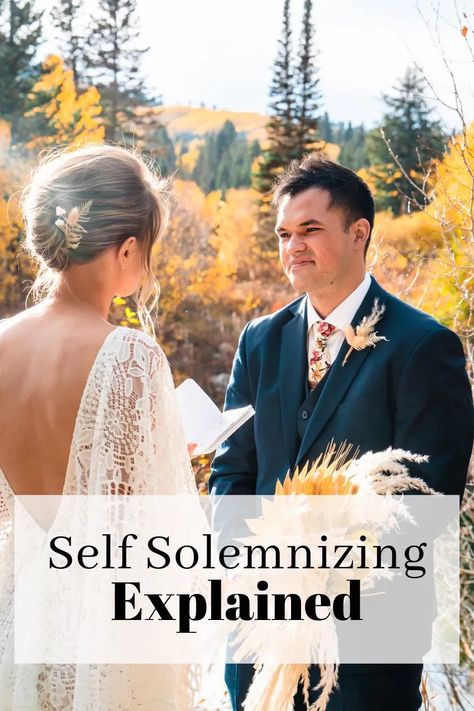 Curious how to run away and elope? Get married in Colorado and have an intimate wedding ceremony with just you and your partner. This blog explains what it means to Self Solemnize, how to get your marriage license, and vow ceremony ideas. Plus lots of mountain elopement photographs and inspiration! Elopement In Colorado, Airbnb Elopement Colorado, Self Solemnize Elopement, Eloping In Colorado, Ouray Colorado Elopement, Intimate Mountain Wedding Colorado, Marry Your Best Friend, Commitment Ceremony, Marriage License