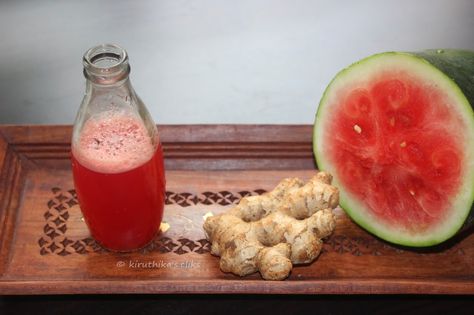 Watermelon Ginger Juice Recipe                          For clicking the juice, I used the glass bottle and my daughter (who hates watermelon) got impressed with the glass bottle and tasted the juice. She had almost a half glass of juice, I suppose after liking the taste only. It was a great pleasure for me, as the juice was a blend of ginger and lemon. Ginger good for digestion and lemon obviously has Vitamin C. Cleansing Juice, Kidney Detox Cleanse, Watermelon Health Benefits, Healthy Detox Cleanse, Watermelon Benefits, Detox Juice Cleanse, Body Detox Cleanse, Kidney Detox, Lemon Detox