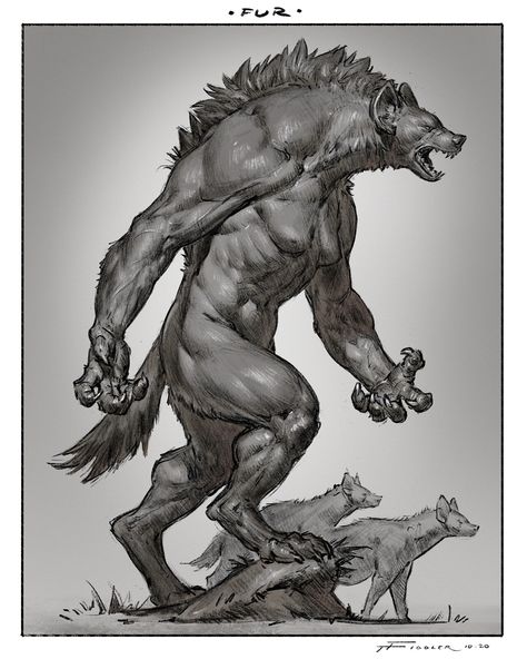 Werewolf Concept Art, Taran Fiddler, Wolf Monster, Werewolf Drawing, Werewolf Art, Vampires And Werewolves, Monster Concept Art, Character Sketches, Fantasy Creatures Art